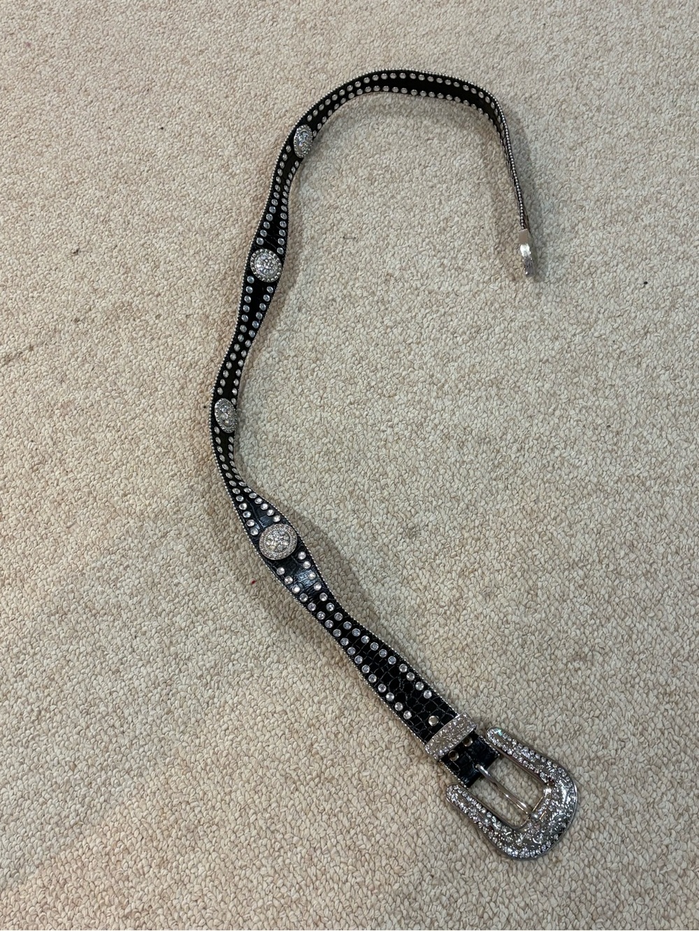 Blazin Roxx Silver and Black Scallop Rhinestone Belt
